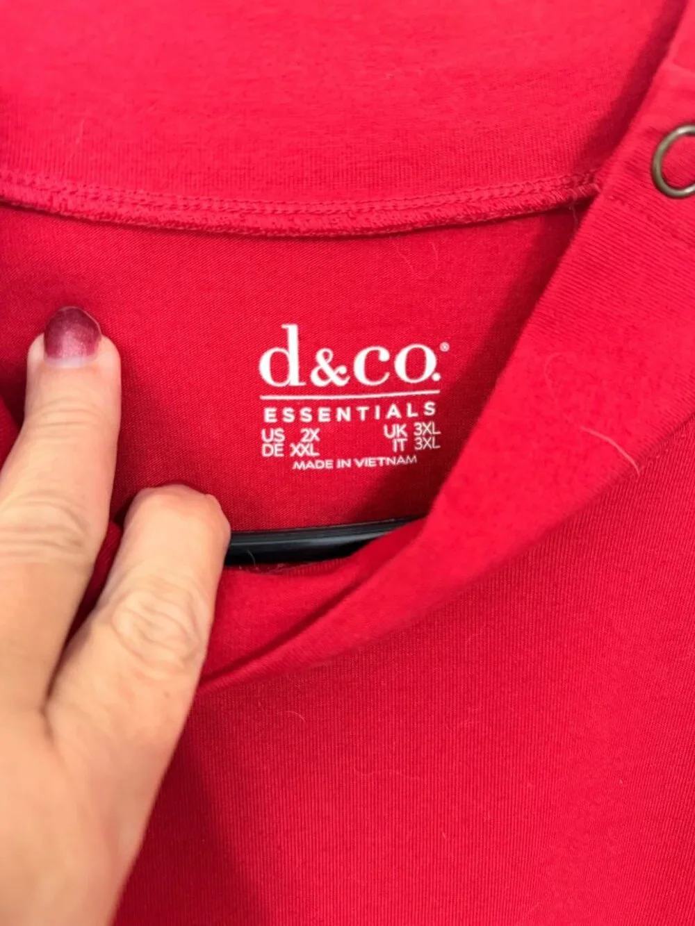 Denim & Co. Top Mock Neck Red Grommet Trim 3/4 Sleeve Womans 2X